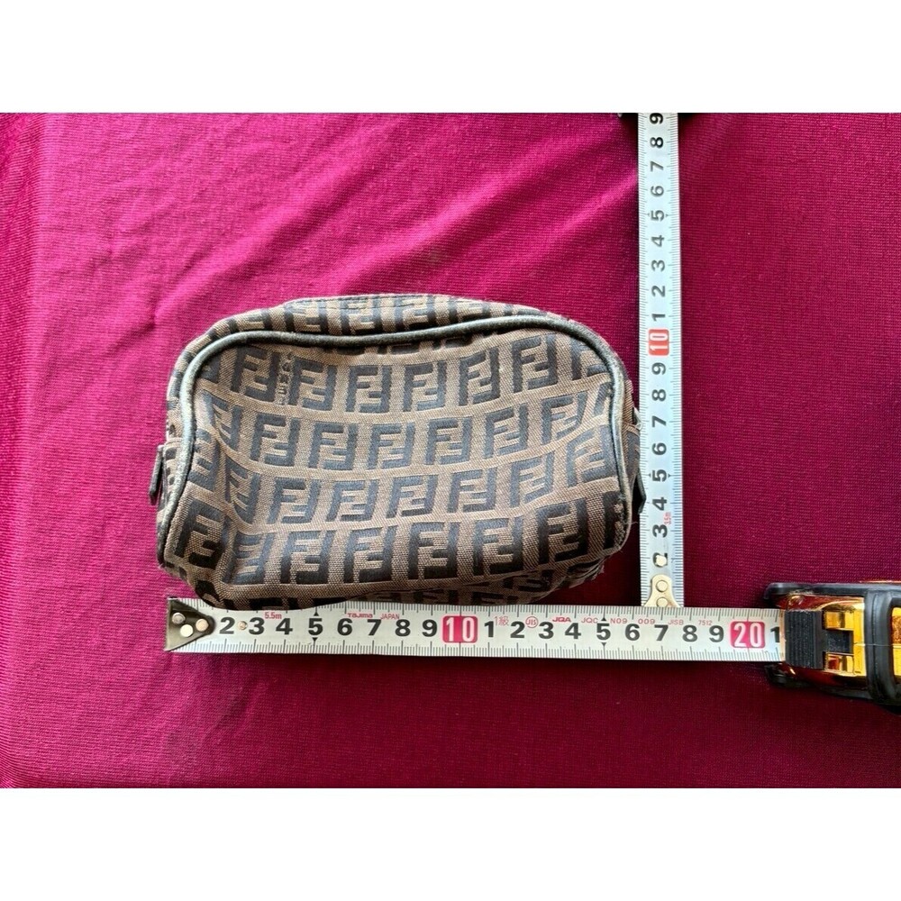 FENDI Zucca Clutch vanity cosmetic brown